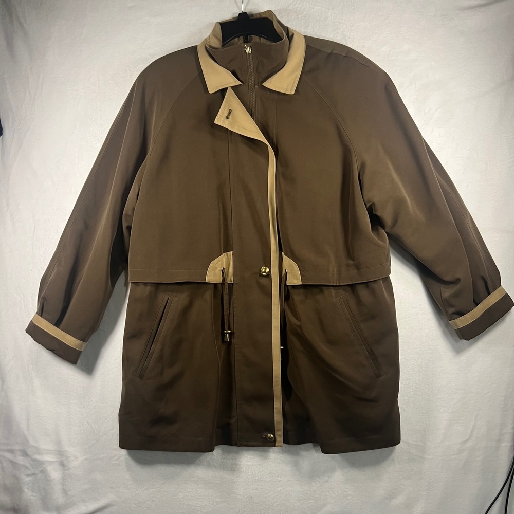 Fleet Street Brown Tan Lined Zip Up‎ Casual Jacket Size Large